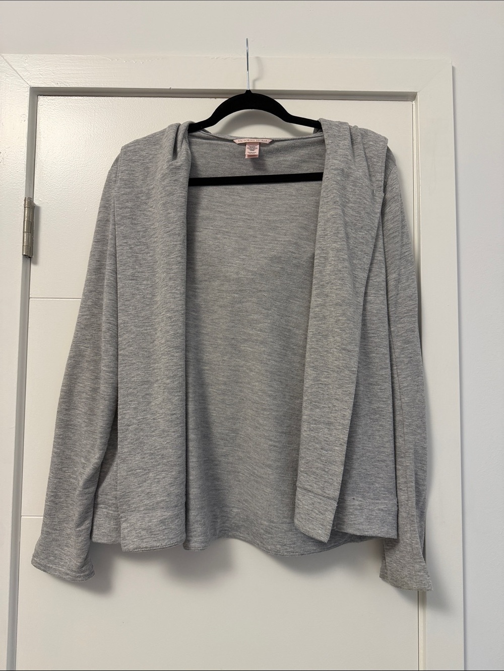 Victoria's Secret Light Gray Open-Front Hooded Cardigan